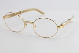 Sıcak gözlük vintage çerçeveleri gözlüklü beyaz gerçek doğal boynuz optik klasik pilotlar metal erkekler 18K altın metal gözlük c dekorasyon