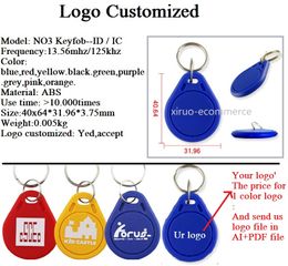 125khz Fobs rfid proximity tags Keychain IC/ID 13.56MHz S50 Key Fobs NFC Tag RFID Card For Access Control System Keyfobs With your Printing