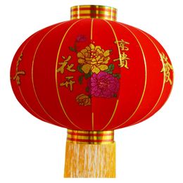 Round Big Red Lantern Flocking Cloth Outdoor New Year Chinese Spring Festival Decoration Lantern - Hua Kai Fu Gui