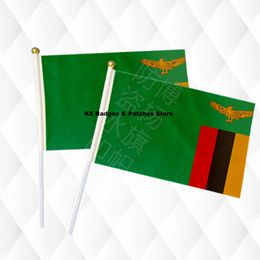 Zambia Hand Held Stick Cloth Flags Safety Ball Top Hand National Flags 14*21CM 10pcs a lotLesotho