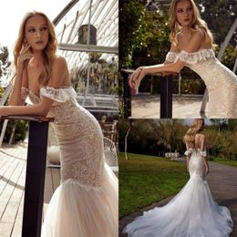Julie Vino Mermaid Wedding Dresses Lace Appliqued Off The Shoulder Wedding Dress Sweep Train Custom Made Robes De Mariée
