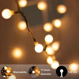 Luci a stringa a LED Plug in Luci a stringa 100 LED Luci a globo bianco caldo con timer Impermeabile con trasformatore a bassa tensione da 30 V estensibile