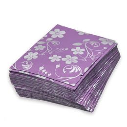 100pcs Open Up Gift Sample Packaging Pouches Bags Printed Flower Purple Mylar Foil Packing Bag Coffee Beans Package Pouch