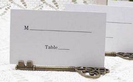 Wedding Favours Antique Bronze Skeleton Key Place Card Holder with Matching Place Card Wedding Decoration