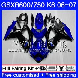 Bodys For SUZUKI GSXR 750 600 GSXR-750 K6 Blue flames hot GSXR750 2006 2007 296HM.39 GSX R600 R750 GSX-R600 06 07 GSXR600 06 07 Fairing kit