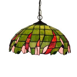 Tiffany Pendant Lamp 16 Inch Stained Glass Lampshade Anqitue Chandelier For Dinner Room Living Room Bedroom Decorative Lamp