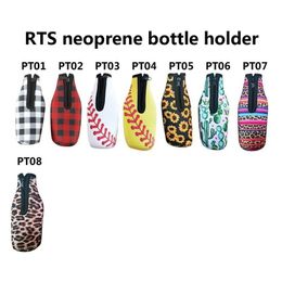 Wholesale Blanks Bottle Wrap Neoprene Beer Cooler Crown Jewel Coral Flamingo Rose Mucho Printing Can Cover 14 Styles