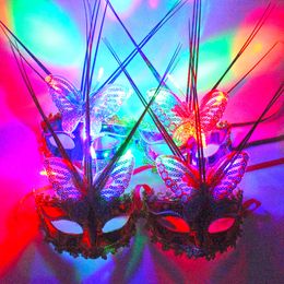 Luminous butterfly rain silk mask led with lamp flash light brazing mask children's toy wholesale party costume props
