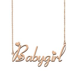 Babygirl Name Necklace Pendant for Women Girls Birthday Gift Custom Nameplate Children Best Friends Jewellery 18k Gold Plated Stainless Steel