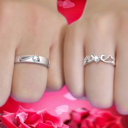 couple rings design for wedding Canada - Wholesale- luxury designer wing silver ring men and women's couple rings jewelry simple design bought opening wedding ring accessories