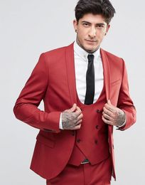 Fashion Handsome Groom Tuxedos Shawl Lapel One Button Three Pockets Groom Suits Extremely Cool Best Man Suits (Jacket+Pants+Vest ) DH6210