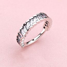 Wholesale-New arrival CZ Diamond glacier Rings with Original Gift Box for Pandora 925 Sterling Silver Women's Wedding Ring Set