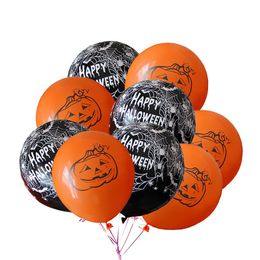 10PCS Halloween Balloons Decorations 12 Inches Pumpkin Spider Web Latex