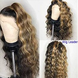 #1b with Honey Blonde Highlights wig 10A loose Deep Wave Human Hair Lace Front Wigs 150% Density Glueless ombre Pre plucked