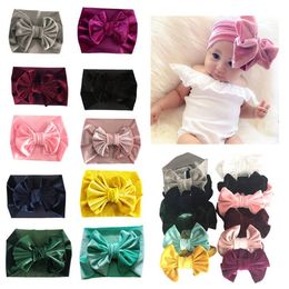 Golden velvet Bow knot headbands New style children Boutique Elastic hair ornament baby fashion Princess Hairband T9I00271