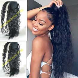 long high curly Drawstring human hair ponytail hairpieces wet wavy curly hair ponytail brazilian virgin hair 100g-160g for black women