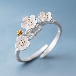 1PC The Cherry Blossom Branch Ring for Women Adjustable Flower Finger Rings girl