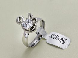 Wholesale- Titanium steel rings for women Swan set auger female ring engagement diamond rings sona diamond ring free shipping