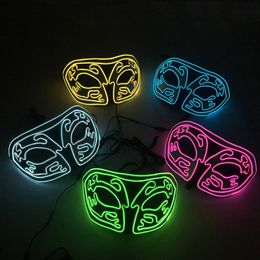 Halloween LED Light EL Half Face Light Mask Upper Half Face Glowing Cosplay Masquerade Horror Masks