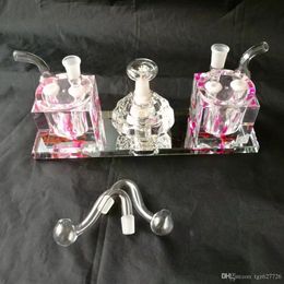 Double Siamese Alcohol Lamp Hookah, Wholesale Glass Bongs Oil Burner Glass Pipes Water Rigs Smoking