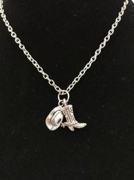 HOT 5PCS/LOT Antique Silver Cowboy hat and cowboy boots Pendants & Necklaces Charm Fashion Women Jewelry Holiday Charms Jewelry Gift - 102