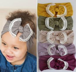 21 Colours cross-border Ins baby hair accessories super soft nylon bow lace children hair band headband WY635