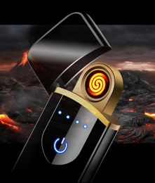 Fashion New Portable Two-sided Touch Screen USB Rechargeable Lighter Windproof Lighters Kitchen Lighter2212986