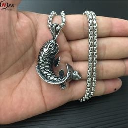 Stainless Steel Cast Pendant Animal Modeling Carp Pendant Necklace Working Life Good Luck Fish Men Necklace