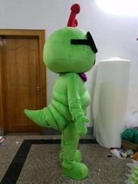 2018 factory hot green colour caterpillar mascot costume for adult