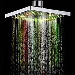 1PC Shower Head Square Head Light Rain Water 26 Home Bathroom LED Auto Changing Shower 7 Colours For Bathroom Dropship Apr12
