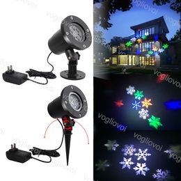 color stage lighting UK - LED Effects 7W 110V 220V Snowflake Laser Light RGB Color For Holiday Christmas Halloween Brightday Party Stage Lighting DHL