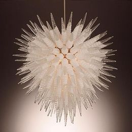 Top Quality LED Pendant Light White and Clear Hand Blown Glass Chandelier Lighting LED Light CE/UL Certificate Round Living Room Decoration