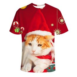 Fashion 3D t shirts print Cat Chismtas Men's Womens tshirt Anime Short Sleeve Tees O-neck Tops cartoon tshirt 129