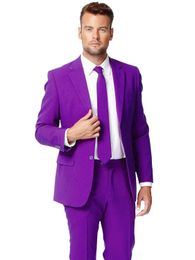 Brand New Purple Groom Tuxedos Notch Lapel Side Vent Men Wedding Tuxedo Popular Men Jacket Blazer Men Dinner/Darty Suit (Jacket+Pants+Tie)98