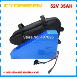 2000W 52V 35AH triangle battery pack 52V ebike battery pack with free bag use samsung 3500mah cell 50A BMS With 58.8V 5A Charger