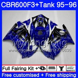 Bodys +Tank For HONDA CBR 600 F3 FS CBR600FS CBR600 F3 95 96 289HM.44 CBR600RR Blue flames stock CBR600F3 95 96 CBR 600F3 1995 1996 Fairing