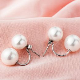 Natural Freshwater Pearl 925 Silver Jewellery Stud Earrings with s925 engraved Classic Double Pearls Earring For Women Girls