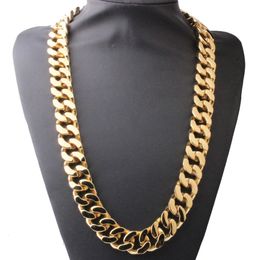 20MM 16"-40" Super Heavy Thick Mens Flat Curb Cuban Chain Necklaces Silver Gold Tone 316L Stainless Steel Hip hop Necklace