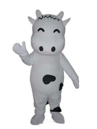 2019 factory hot a lovely white dairy cow mascot costume with small eyes for adult to wear