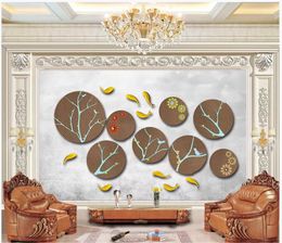 Customized 3d murals wallpaper photo wall papers Chinese style simple twig flower mural fish living room wallpaper for walls 3d