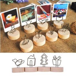 1pc Legno Naturale Delle Fotografie Porta Memo Clip Desktop Messaggio Morsetti Stand Casa Scuola Holder Desk Carta Cancelleria Organizer