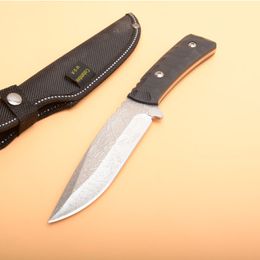 hot sale k608 survival straight knife 440c drop point blade full tang g10 handle fixed blade knives with leather sheath
