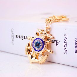 Creative Diamond anchor key chain Devil's Eye shape metal pendant key chain small gift accessories