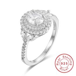 Hot Sale Real 925 Sterling Silver Wedding Rings Finger Luxury oval cut SONA diamond Ring For Women Engagement Jewellery Anel