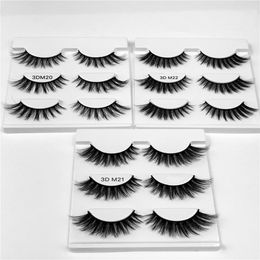 New arrival Luxury false eyelashes 3 pairs set thick natural long reusable handmade fake lashes curly drop shipping