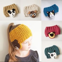 Niños niñas de animados lana gorra ganchillo sombreros niños otoño invierno vacío gorras moda bebé tejido oreja protección tapas 13 colores C1207