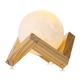 UE3D008 Rechargeable 3D Print Moon Lamp 2 Color Change Touch Switch Bedroom Bookcase Night Light Home Decor Creative Gift