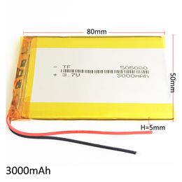 505080 3.7V 3000mAh Lithium Polymer LiPo Rechargeable Battery For PAD mobile phone GPS power bank Camera E-books Recoder TV box