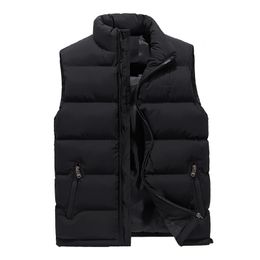 Fashion Stand Collar Vests for Men Slim Thick Warm Winter Bodywarmer Sleeveless Jackets Waistcoat Men