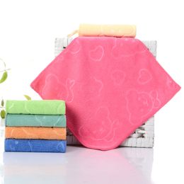 Square Solid Color Fiber Soft Face Towel Cotton Towels Lnfant Thickening Printing Special 25*25cm Small Towel